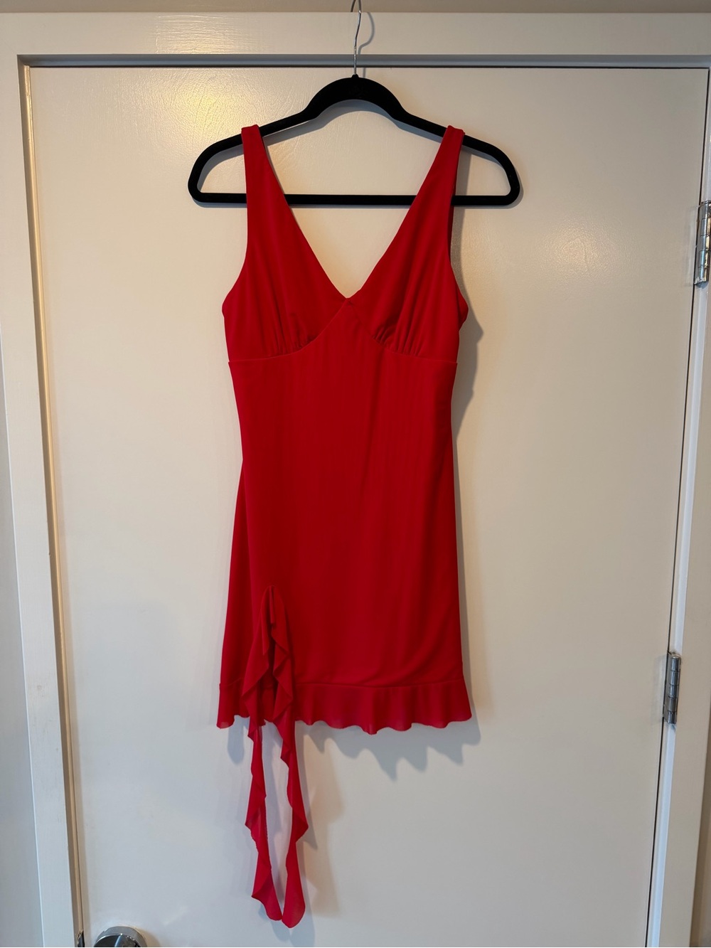 Red V-Neck Sleeveless Mini Dress
